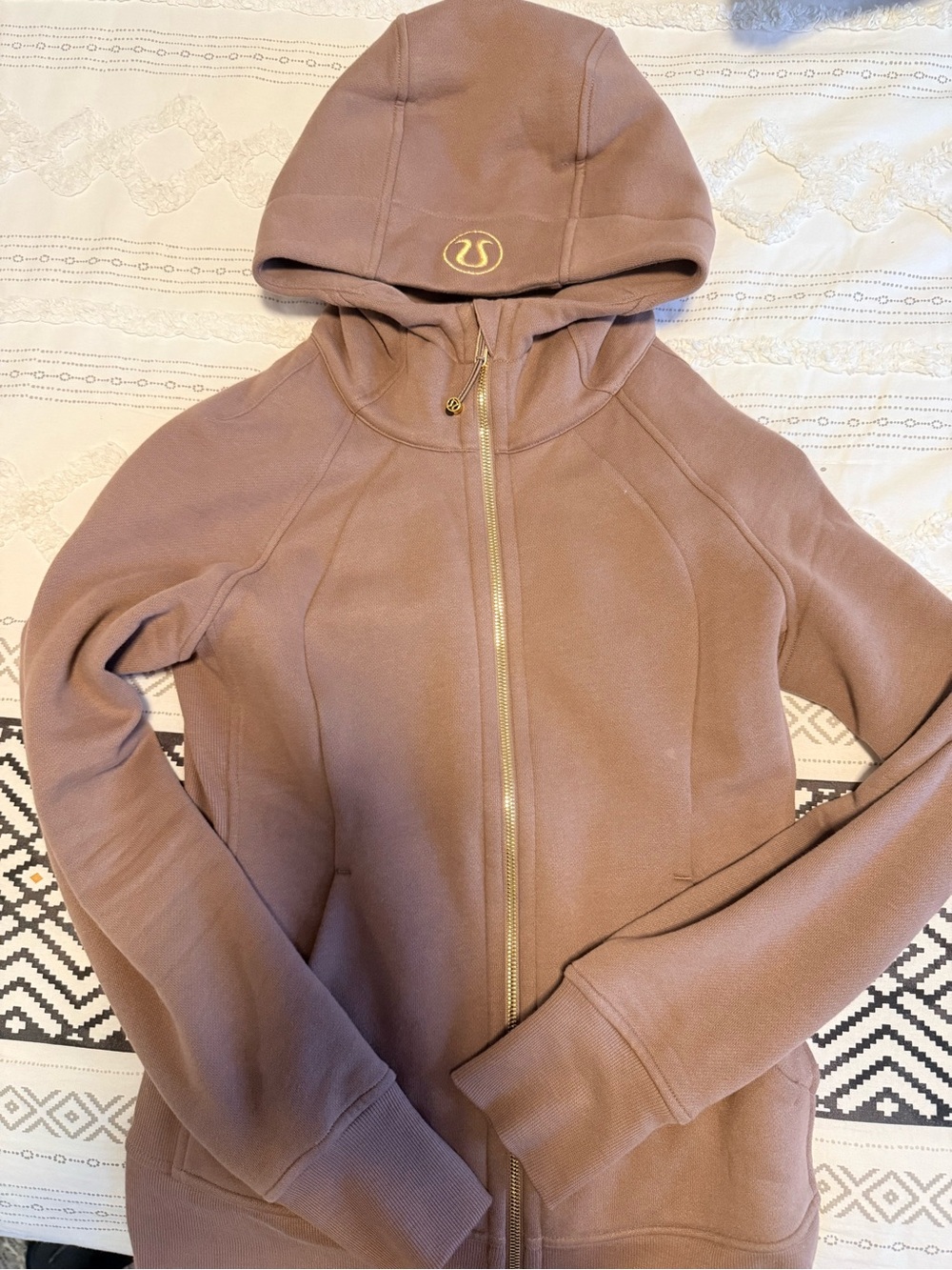 lululemon athletica Taupetastic Full-Zip Hooded Jacket gold hardware